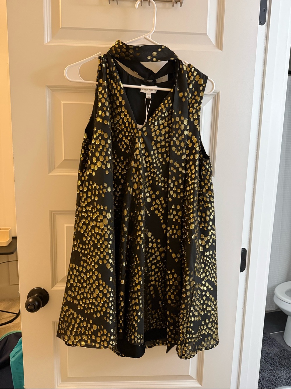 Lucy Paris Black Dress with Metallic Gold Dot Print